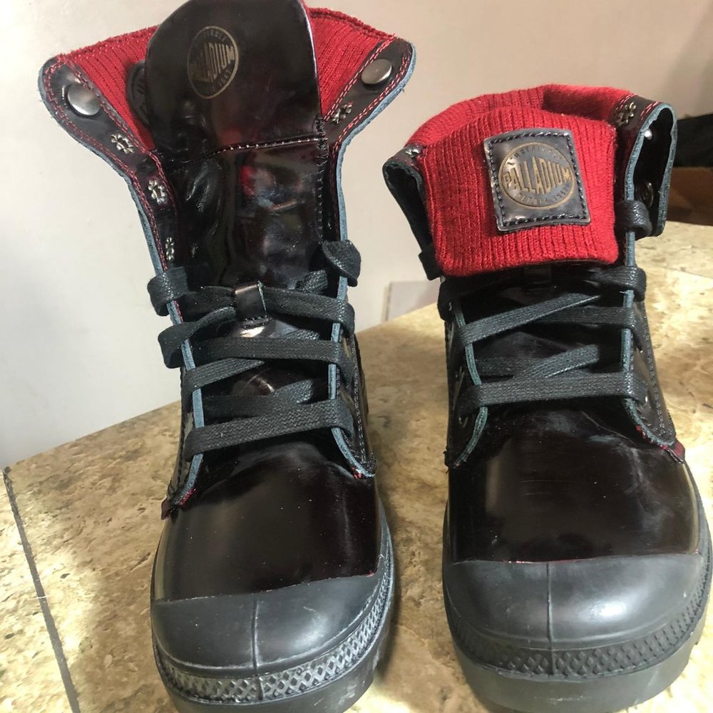 NWB PALLADIUM WOMEN SHOE BAGGY LEATHER KNIT hi top - Picture 3 of 12